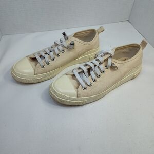 ZARA Women's Ivory Canvas Low Top Converse Style Sneakers Size US 7.5   EU 38